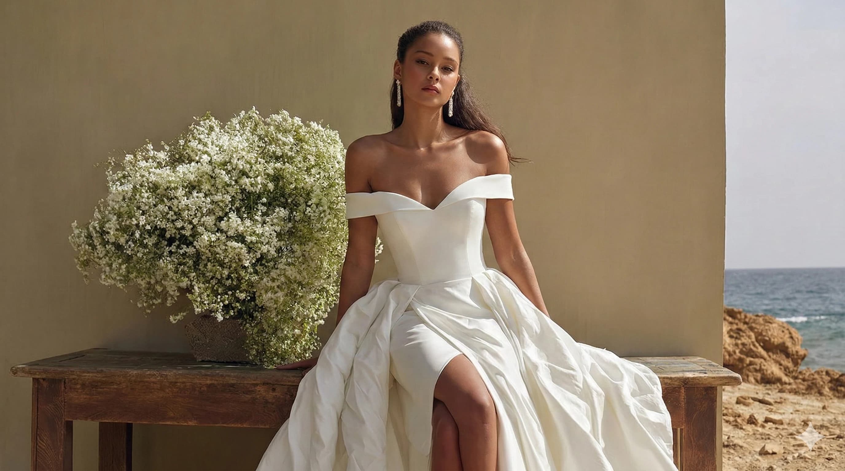 Bride with beautiful spray tan glow on her wedding day